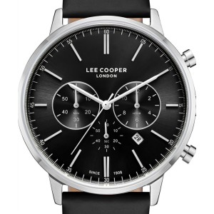 Ρολόι χρονογράφος Lee Cooper με μαύρο καντράν και μαύρο λουράκι