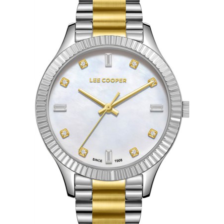 Δίχρωμο ρολόι Lee Cooper με λευκό καντράν, κρυστάλλινες ενδείξεις ώρας και μεταλλικό μπρασελέ