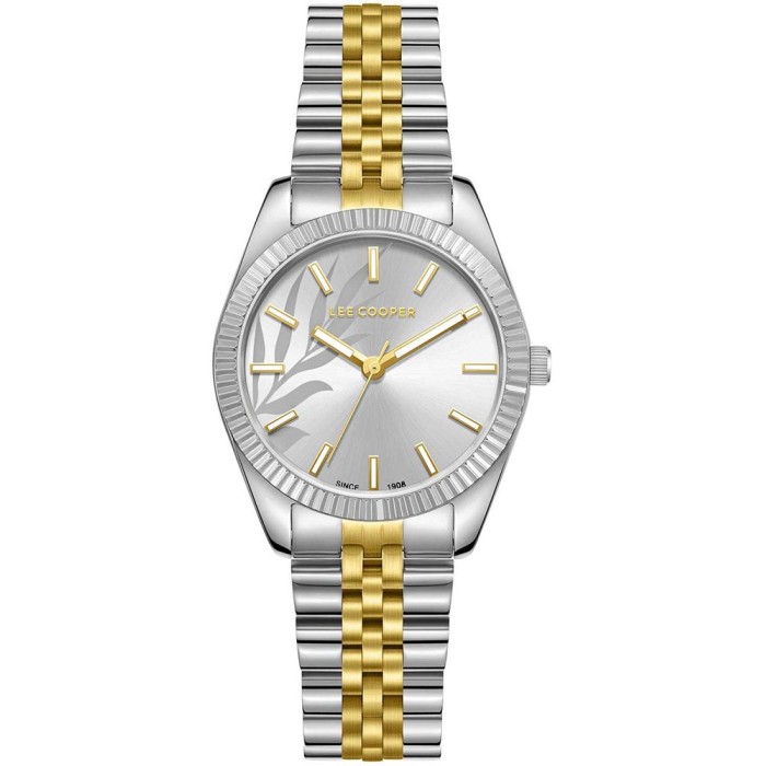 Lee Cooper two-tone watch with silver dial and metal bracelet