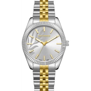 Lee Cooper two-tone watch with silver dial and metal bracelet