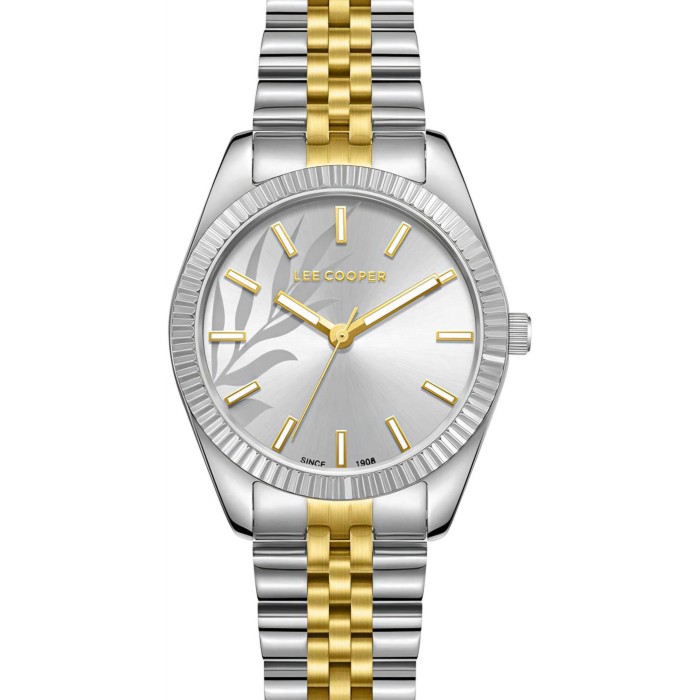 Lee Cooper two-tone watch with silver dial and metal bracelet