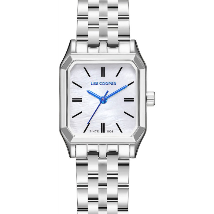 Lee Cooper square watch with white dial and metal bracelet