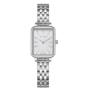 Lee Cooper rectangular watch with white dial and metal bracelet