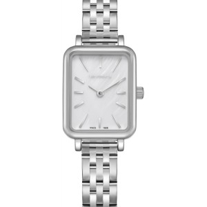 Lee Cooper rectangular watch with white dial and metal bracelet