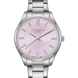Ρολόι Lee Cooper με ασημί μπρασελέ και ροζ καντράν