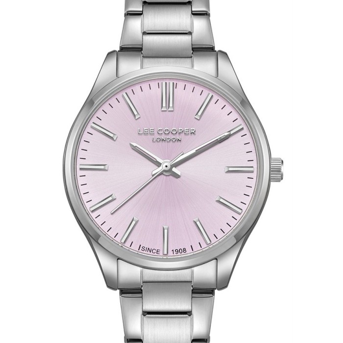 Lee Cooper watch with silver bracelet and pink dial