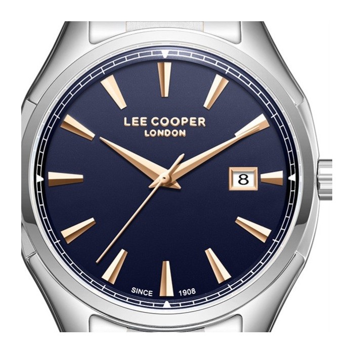 Ρολόι Lee Cooper με ασημί μπρασελέ και μπλε καντράν
