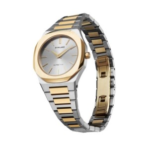 D1 Milano ultrathin watch with silver dial and two-tone stainless steel bracelet