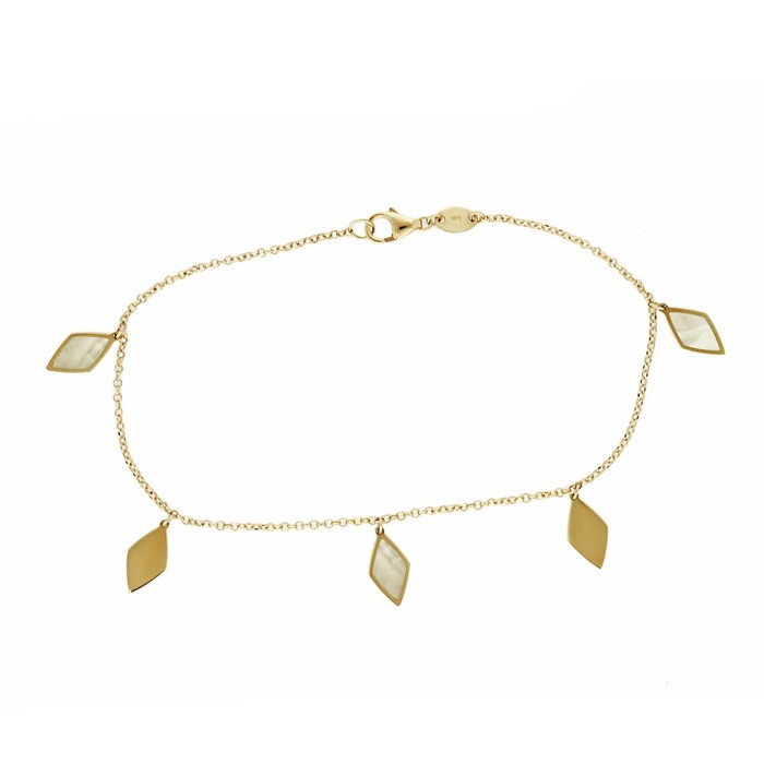 14K gold chain bracelet with dangling elements