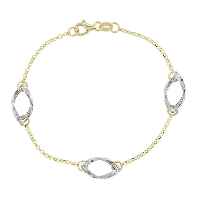 14K two-tone gold chain bracelet