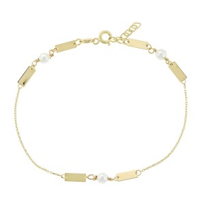 Χρυσό γυναικείο αλυσιδωτό βραχιόλι 14Κ με μαργαριτάρι