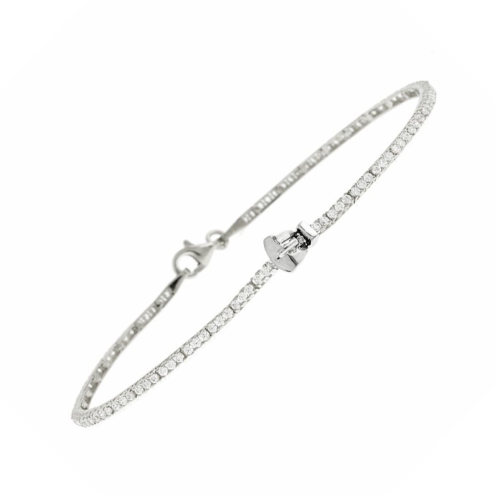 Λευκόχρυσο γυναικείο σπαστό βραχιόλι 14Κ με ζιργκόν