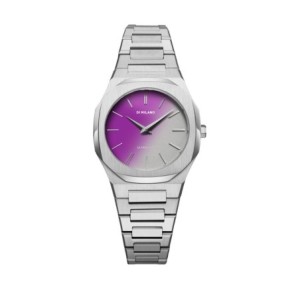 D1 Milano ultrathin watch with purple gradient dial and stainless steel bracelet