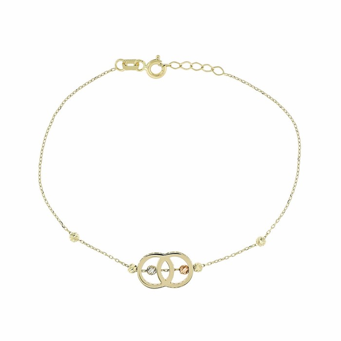 14K gold chain bracelet with zircon stones