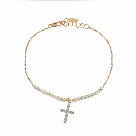 Ροζ χρυσό βραχιόλι 14Κ με ζιργκόν