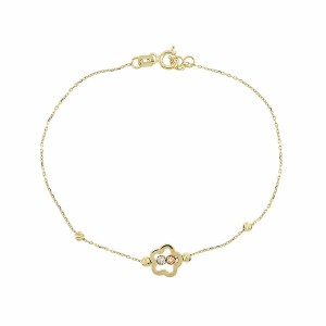 14K gold chain bracelet with zircon stones