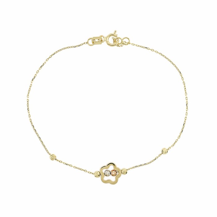 14K gold chain bracelet with zircon stones