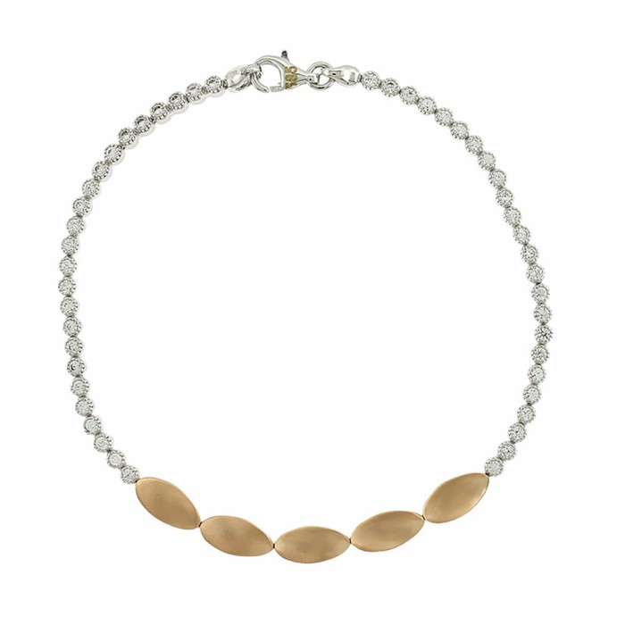 14K two-tone gold bracelet with zircon stones