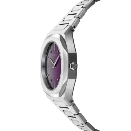 D1 Milano ultrathin watch with purple gradient dial and stainless steel bracelet