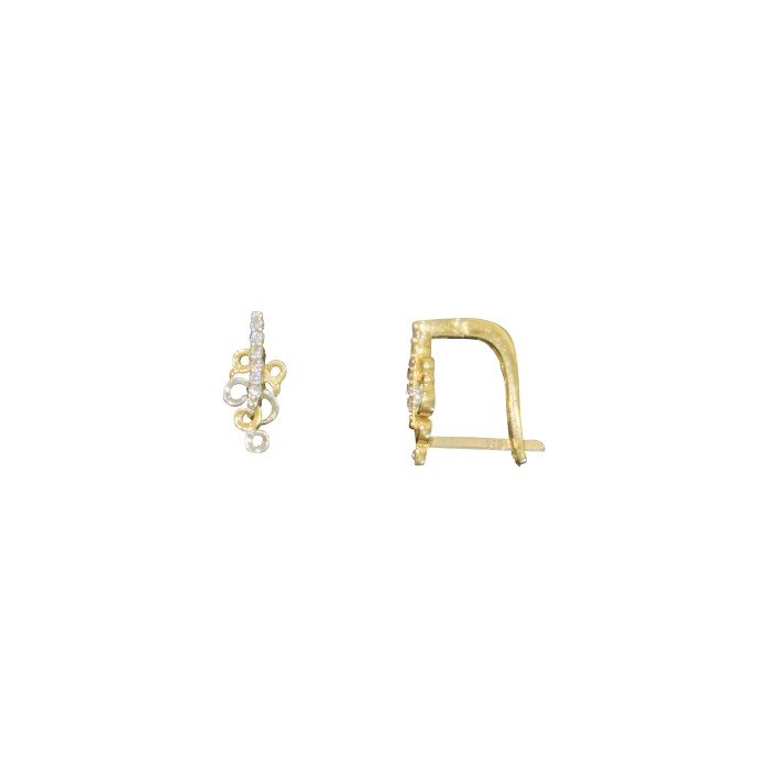 Δίχρωμα γυναικεία σκουλαρίκια 14Κ με ζιργκόν