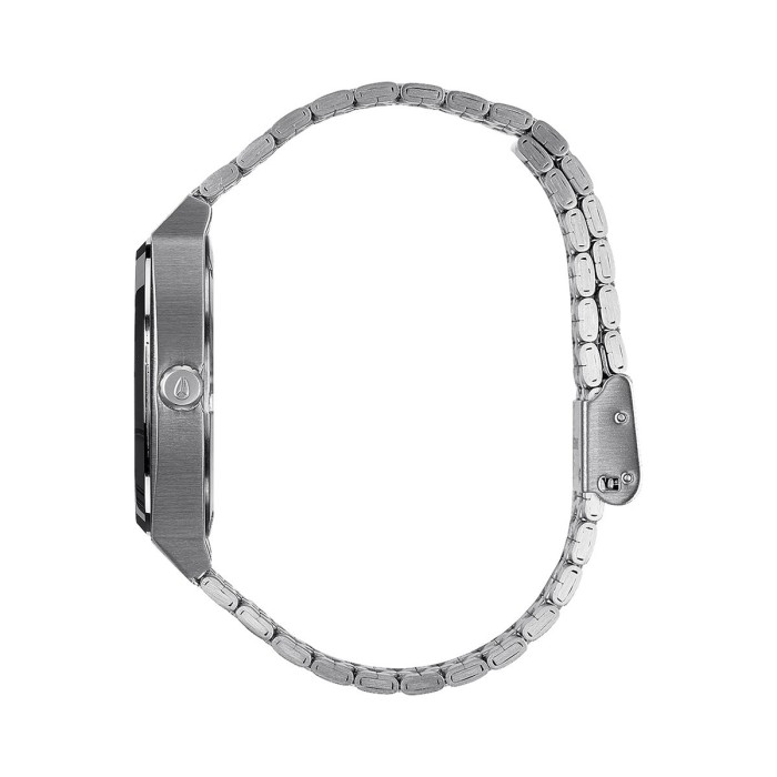 Nixon watch with silver bracelet and black dial