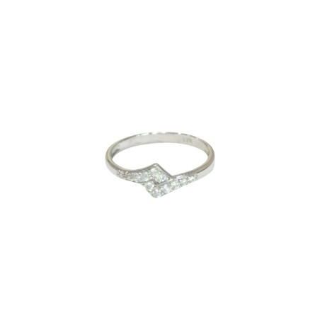 14K white gold ring with zircon stones