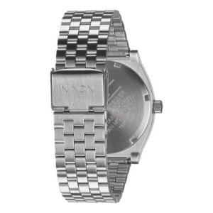 Nixon watch with silver bracelet and black dial