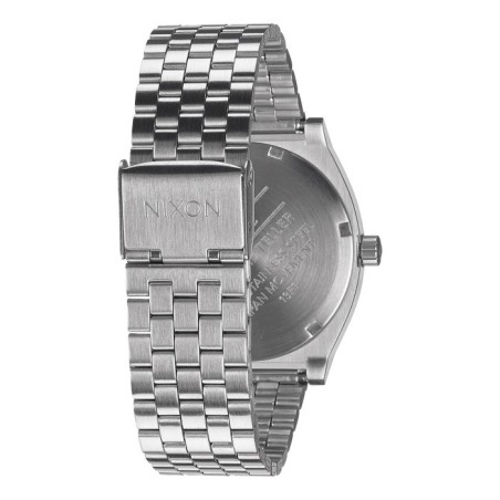Nixon watch with silver bracelet and black dial