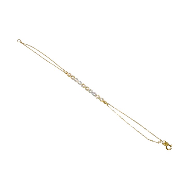 Δίχρωμο χρυσό βραχιόλι 14Κ με ζιργκόν