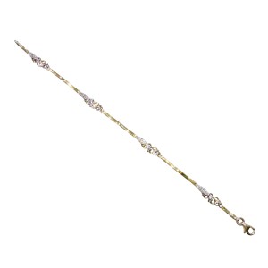Δίχρωμο χρυσό γυναικείο σπαστό βραχιόλι 14Κ με ζιργκόν