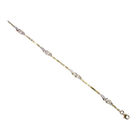 Δίχρωμο χρυσό γυναικείο σπαστό βραχιόλι 14Κ με ζιργκόν