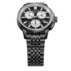 Ρολόι Quantum chronograph με μαύρο καντράν και μαύρο μπρασελέ