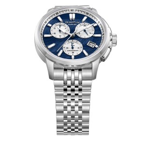 Ρολόι Quantum chronograph με μπλε καντράν και ασημί μπρασελέ
